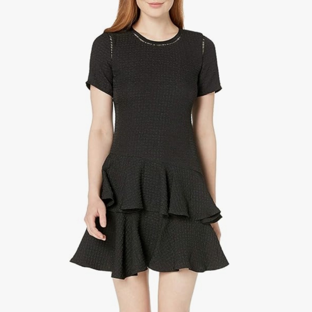 Rebecca Taylor Shortsleeve Pucker Jacquard Dress